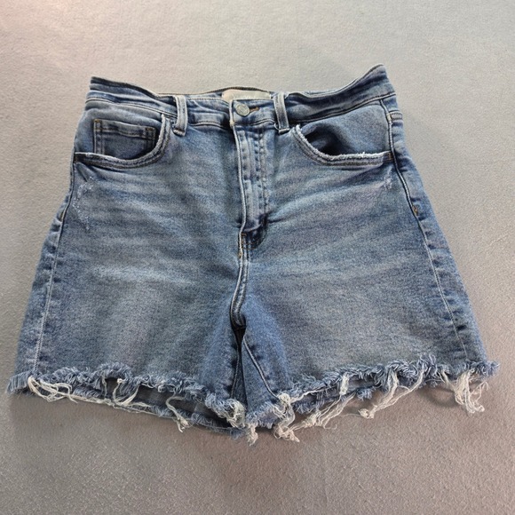 Vervet Blue Pants - Vervet Rebecca High Waisted Denim Shorts L Distressed Cutoff Western T6367